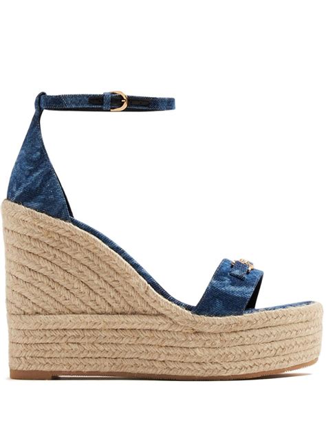 versace denim wedge sandals